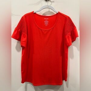 Nine West Vibrant Orange Short Sleeve Top size M